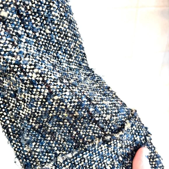 Willi Smith Black Cream Blue Tweed Size Large fits like Small Wool Blend Blazer - Picture 3 of 12